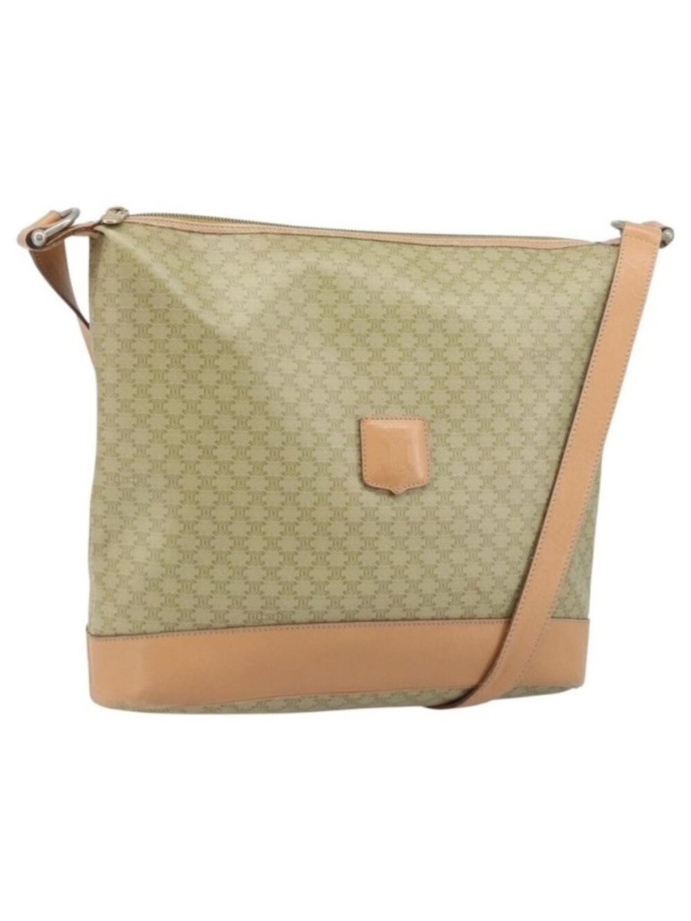 Authentic CELINE Macadam Canvas Shoulder Bag PVC Beige Gold
